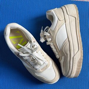 Zara Beige and White Athletic Shoes